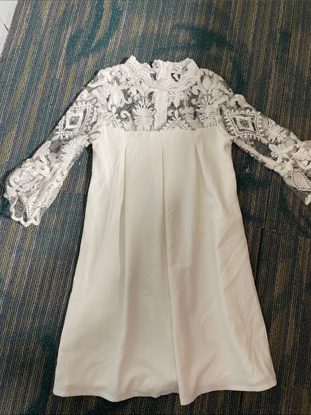 Rare Editions White Lace Bodice Formal Dress